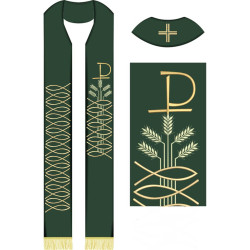 Embroidery Design Wheat Stole Set With Fish 443