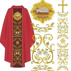 Diseño Para Bordado Conjunto Cordero De Dios Y Casula Floral 444