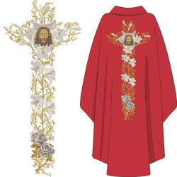 CONJUNTO PARA CASULA CRUZ DE LIRIOS Y SAGRADO ROSTRO DE JESÚS 447