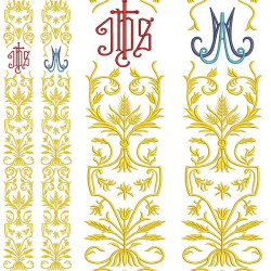 Embroidery Design Set Of Wheats Decorated With Jhs And Marian 450