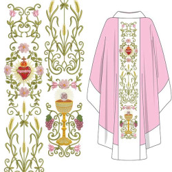 Embroidery Design Cross Gallon Set With Sacred And Immaculate Heart 457