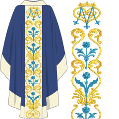 Diseño Para Bordado Conjunto De Casulla Mariana 585..