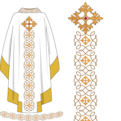 Embroidery Design Chasuble Set With Braid And Cross Collar 58