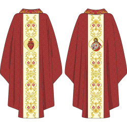 Embroidery Design Chasuble Set With Trim And Sacred Heart Collar 591