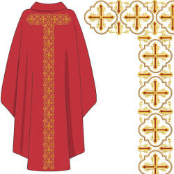 Embroidery Design Chasuble Set With T-cross Trim 598 590