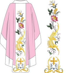 Diseño Para Bordado Conjunto Casulla Floral 625