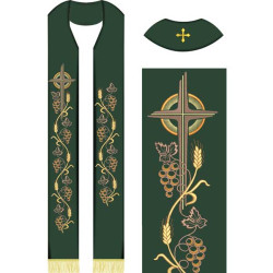 Matriz De Bordado Conjunto Para Estola Cruz Com Trigos E Uvas 650