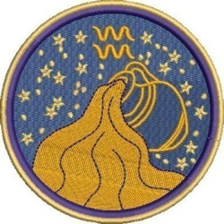 Diseño Para Bordado Signo De Acuario Ondulado, Releno Y Vacío