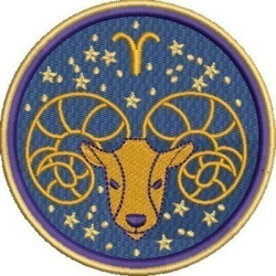 Diseño Para Bordado Signo De Aries Ondulado, Releno Y Vacío