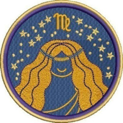 Diseño Para Bordado Signo De Virgen Ondulado, Releno Y Vacío
