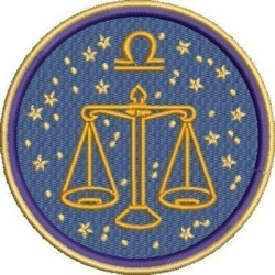 Diseño Para Bordado Signo De Libra Ondulado, Releno Y Vacío