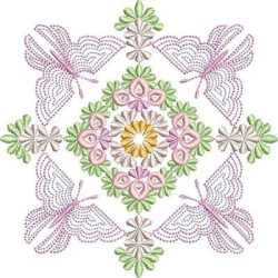 Diseño Para Bordado Mandala Floral Con Mariposas 1