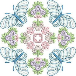 Diseño Para Bordado Mandala Floral Con Mariposas 2