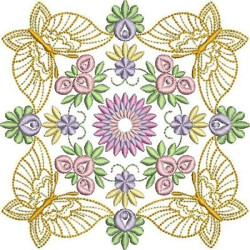 Matriz De Bordado Mandala Floral Com Borboletas 4