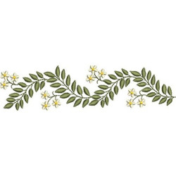 Embroidery Design Leaf Line With Flowers