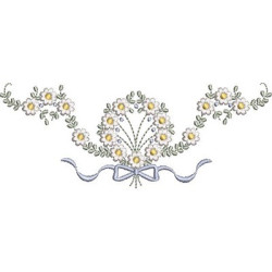 Embroidery Design Bouquet Flower Arrangement With Bow