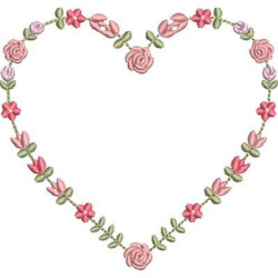 Diseño Para Bordado Corazon Floral Guirlanda 3