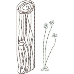 Matriz De Bordado Tronco E Flores Contornadas