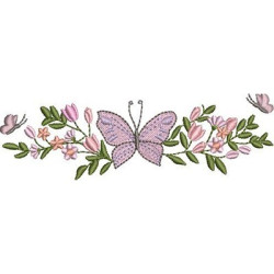 Diseño Para Bordado Arreglo De Flores Con Mariposas 1