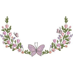 Diseño Para Bordado Arreglo De Flores Con Mariposas 3