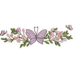 Diseño Para Bordado Arreglo De Flores Con Mariposas 2