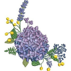 Diseño Para Bordado Rama Con Hortencia