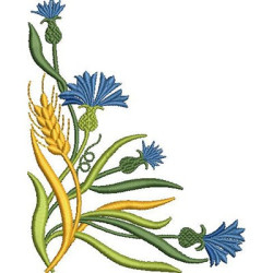 Embroidery Design Floral Corner With Wheat 2