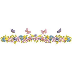 Embroidery Design Horizontal Floral Branch 3