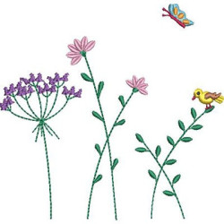Embroidery Design Horizontal Floral Line 2