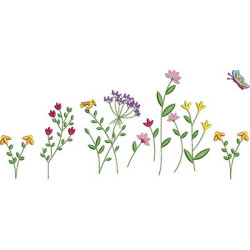 Embroidery Design Horizontal Floral Line