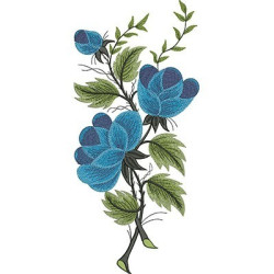 Embroidery Design Vertical Floral Branch 35 Cm