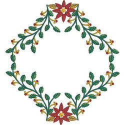 Embroidery Design Christmas Flower Frame