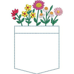 Diseño Para Bordado Bolsillo Falso Con Jardín De Flores