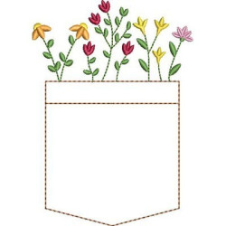Embroidery Design False Pocket With Flower Garden 2