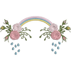 Diseño Para Bordado Arco Iris Con Rosas