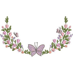 Embroidery Design Flower Arrangement With Butterflies 4
