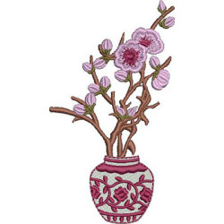 Matriz De Bordado Vaso Com Flores De Cerejeira