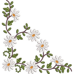 Embroidery Design Corner Daisies Large