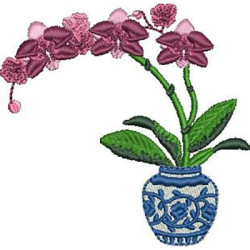 Embroidery Design Vase With Orchid 8 Cm