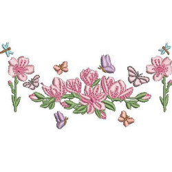 Diseño Para Bordado Flores De Campo De Jardín Con Mariposas 2