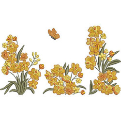 Matriz De Bordado Jardim De Orquídeas Com Borboleta 17 Cm