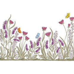 Diseño Para Bordado Jardín De Lavanda Y Flores Del Campo