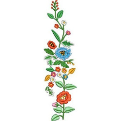 Matriz De Bordado Floral Vertical 21 Cm