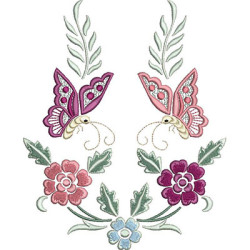 Embroidery Design Flower With Butterflies