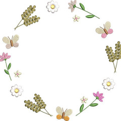 Embroidery Design 20 Cm Floral Garland With Butterflie..