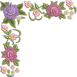 Diseño Para Bordado Esquina De Rosas 13 Cm