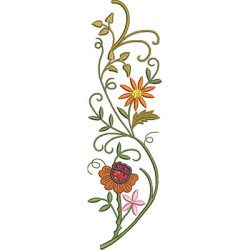 Matriz De Bordado Galho Com Flores 26 Cm