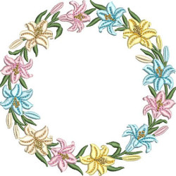 Embroidery Design Guirlanda De Lírios Coloridas 15 Cm