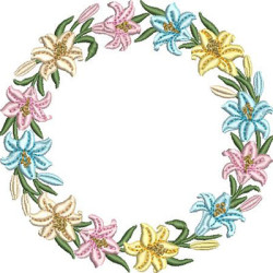 Embroidery Design Guirlanda De Lírios Coloridas 12 Cm