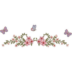 Diseño Para Bordado Diseño Floral De 25 Cm Con Mariposas
